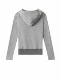 2000s American Streetwear Striped Hooded Sweatshirt Y2k Autumn New Slim Fit Short Cardigan Fashion Casual Long Sleeve Coat Women