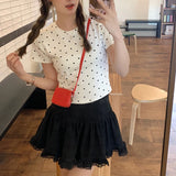 Summer White Lace Mini Skirt Women Korean Chic High Waist Y2k Short Skirts Woman Ballet Style Ruffles Cake Skirts Female