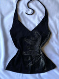 2000s American Vintage Sexy Camis Harajuku Dark Gothic Print Slim Sleeveless Tops Y2k Subculture Beach Party Style Mini Vest
