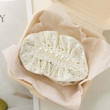 Korean Black Polka Dot Pearl Hair Clip For Women Girls Elegant Satin Banana Clip Ponytail Clip Barrette Hair Accessories