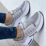 Pbong  Women's Shoes Spring and Autumn New Mesh Breathable Casual Shoes Outdoor Lightweight Non-slip Wedge Heel Thick-soled Sneakers