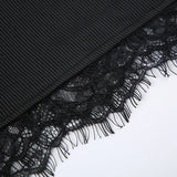 Black Slim Lace Spliced Knit Long Dress