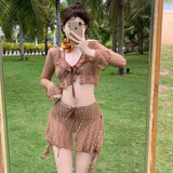 Summer Swimsuit Women's Sexy Bikini Set Holiday Style Sexy Sunscreen Swimsuit Cover Skirt Beach Women's Sexy Three Piece Set
