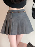 Pu Sexy Pleated Skirts Women High Waist Vintage Mini A Line Skirt Fall Winter Casual Preppy Style Female Sweet Retro Skirt