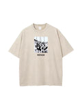 New Streetwear Y2K Distressed Women T-shirt Fashion O Neck Short Sleeve Digital Print Top Cotton Blend Loose Summer Tee