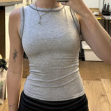 Pbong  Euramerican Sexy Casual Vest Women's Short Square Neck Sleeveless Top New Slim Fit Sweet and Thin Outer Wear Camis Y2k Punk Tops
