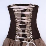 Mesh Patchwork Ruffles Design Short Dress