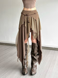 Pbong  Weird Puss Trendy f-length Skirt Irregular Patchwork Women's Faionable Spicy Long Skirt Casual High-waist A-line Skirt