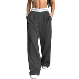 Pbong  Loose Wide Leg Suit Pants New Style Comfortable Fit Long Trousers for Women Elegant Fashionable AE Stock Origin China