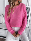 Women's autumn and winter casual round neck long sleeved pullover knitted sweater