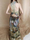 Renaissance Oil Painting Long Luxury Dresses 2025 Vintage Sleeveless Backless A Line Evening Maxi Dress Woman Clothing