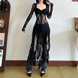New Autumn and Winter Women's Clothing Sexy Pure Lust Lace Splicing Design Hollow Square Collar Fungus Top