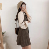 Cute Mini New Year Date Dresses Sleeveless Vest Women Korea Japanese Style Design Retro Vintage Plaid Button Shirt Dress 11021