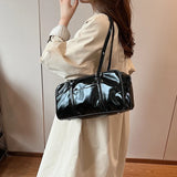 Women Small PU Solid Color Shoulder Bag Winter Retro Tote Bag Luxury Designer Trend Female Handbags