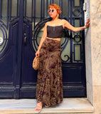 Vintage Paisley Maxi Skirts for Women Chiffon Printed A-line Boho Beach Wear Long Skirt Vacation Style Summer Ladies Faldas