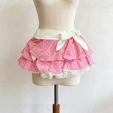 New Euramerican Sweet Bow Design Skirts Y2k Constrast Color Polka Dot Print Punk Streetwear Harajuku Jumper Lace Edge Skirts
