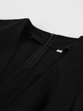 Pbong  Black Square Neck Puff Sleeve Mini Dress Waist Cinched Bubble Skirt Spring Women Elegant Party Gown  Fashion Retio Vestido
