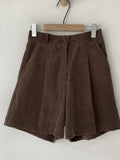 Korean Chic Pants Autumn Vintage Pantalones De Mujer Niche High Waist Pleated Pant Loose Wide Leg Corduroy Shorts Women
