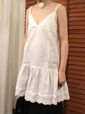 Pbong  rean A-LINE Solid Lace Patchwork All Match Layered Strap Dress