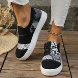 Pbong  Fashion Women's Flat Shoes Casual Sneaker Vulcanized Shoes Slip-on Fashion Snake-print Leopard Color Trend Big Size 36-43