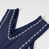 Summer New Product: Casual Women's Fashion V-neck Sleeveless Waist Collection with Tassel Decoration Dress