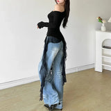 Pbong  Irregular Spliced Gauze Skew Collar Off Shoulder Women Clothing Y2k Aesthetic Camisetasspring New Ropas Clothes