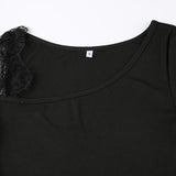Elegant Asymmetrical Black Sexy Lace Dress
