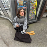 Solid High Neck Double Button Topcoat Dropped Shoulder Loose 2025 Autumn Short Elegant Jacket Women Urban Casual Lady Outerwear