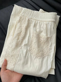 Pbong  Lace Patchwork Sweet Pants Women Casual Korean High Waist Fashion Straight Trousers Loose Chic Female Summer Design Pants
