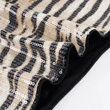 Pbong  Sexy Zebra Printed Sequined Bodycon Skirts Party Clubwear Mid-Waisted Super Mini Skirts Women Summer Fashion Streetwear