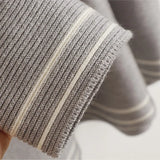 V-neck Single Breasted Twists Knitting Short Dress 2025 Casual Gray Spring Summer New Dress Fashion A-line Stripe Women Dresses