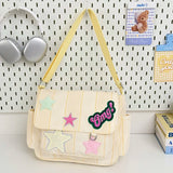 Pbong  Women Cute Star Pattern Shoulder Bags Lightweight Minimalist Checkered Sling Pack Wear- Commute Work Tote Purse