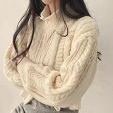 Chunky Knit Zip Up Cardigan for Women Zipper Front Long Sleet Sweater Coat Knitwear Crop Sweater Korean Chic Fall Winter Outfit