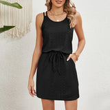 Pbong  Solid Color Casual Slim Short Dresses For Women Fashion Summer Women's A-Line Mini Dress Elegant Vintage Female Dresses