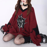 Gothic Y2k Sweater Women Harajuku Vintage Punk Long Sleeve Knitted Pullover Grunge Fashion Streetwear Oversize Sweaters