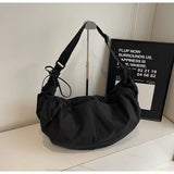 Chic Soft Nylon Crossbody Bag with Gathered Strap Casual Drawstring Crescent Shoulder Purse for Women Everyday Large Tote Bag