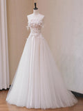 Retro Style Lace Bridal Gown Sleeveless A-Line Long Dress Floral Handmade Embroidery mid Waist for Wedding Entrance Ceremony