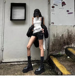 High Street Sweet Cool O Neck Sleeveless Camisoles Personality Lrregular Hollow Out T Shirts Harajuku Gothic Y2k American Tops
