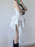 Strap Sleeveless Hollow Stitching Pleated Dress