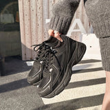 Pbong  Women's Dad Shoes New Spring/Summer Breathable Comfortable Shoes Thick-Soled Height-Increasing Sneakers Soft-Soled Casual Sports Shoes