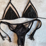 Shiny Diamond Bikini Set Sexy Women Swimsuit Push Up Swimwear Female Biquini Halter Bathing Suit Solid Black Bodysuit Beachwear