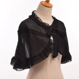 Pbong  Lolita Short Cape for JSK Dress Black White Chiffon Capes