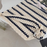 Pbong   Crochet Bow-knitted Striped Mini Dress Sleeveless Summer Hollow Out Short Dress Women New Casual Dresses Tank Sundress
