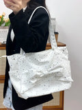 Pbong  New Korean Bow Large Capacity Single Shoulder Tote Bag Fashion Casual Versatile Underarm Canvas Bags