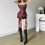 Pbong  Summer Sisters Party Gradient Retro Sweet Gentle Sexy Hot Cool Cool Women'S Thin Mini Tassel Sling Dress