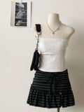 Pbong  2000s Harajuku Hot Girl Striped Slim Mini Skirts Y2k American Vintage Summer Short Party Skirts Subculture Sweet Casual Skirts
