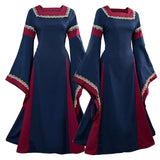 Medieval Renaissance Court Dress Square Neck Lace Trim High Waist Figure-hugging Long Skirt Drama Cosplay Costume
