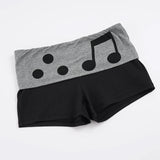 Pbong  Casual Musical Note Pattern Contrast Color Shorts Y2K Aesthetics  Folds Elastic  Waist Slim-Fitting Mini Bottom Summer Wear
