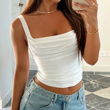 Women Sexy Tank Tops New Summer Solid Fashion Folds Sexy Backless Partywear Camisole Elegant Casual Slim Lady Tank Tops Clothing