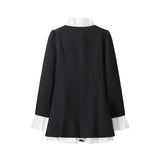 Fake Two Piece Elegant Spring Fall Women Dress 2025 New Ruffle Patchwork Single Breasted Short Dress Fashion Blazer's Dresses